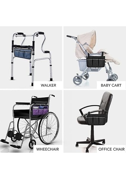 Wheelcha Kolçak Yan Çantalar Yansıtıcı Şeritler ile Wheelcha Yan Saklama Çantası Kılıfı Ev Bebek Arabası Için Mor fırsatları