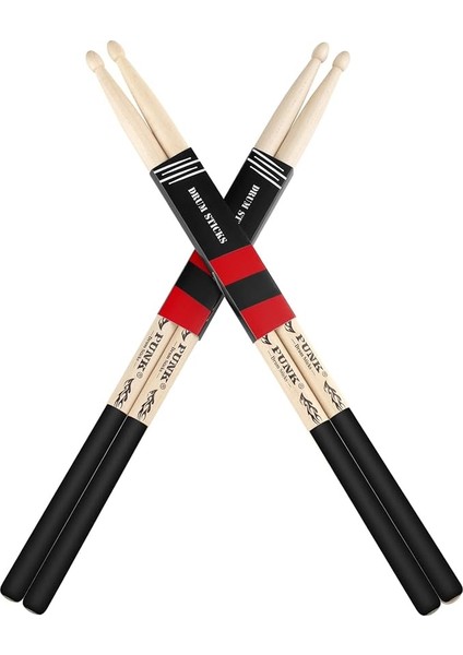 2 Çift Premium Bateri Çubukları,doğal Masif Ahşap Kaymaz Kavrama Ağırlık DENGELI,5A, 7A, 5b Sert Akçaağaç Ahşap Baget,davul, Perküsyon ve Uygulama Için Mükemmel,davul Aksesuarları