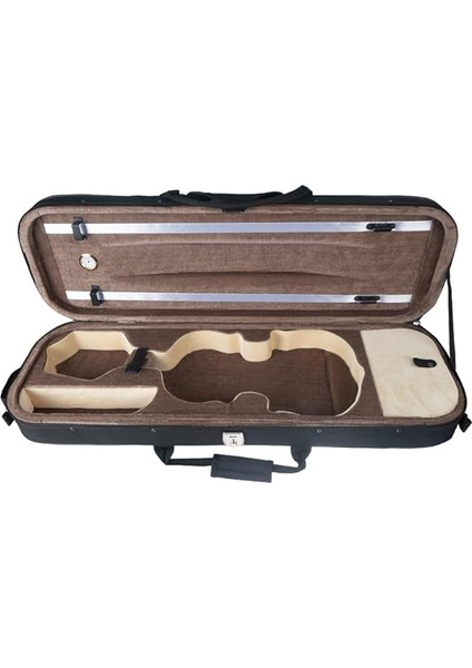 1/8 Boyutlu Akustik Keman Dikdörtgen Kılıf Taşınabil Keman Çantası Hafif Dahili Higro Müzik Cebi Omuz Askıları Siyah Siyah