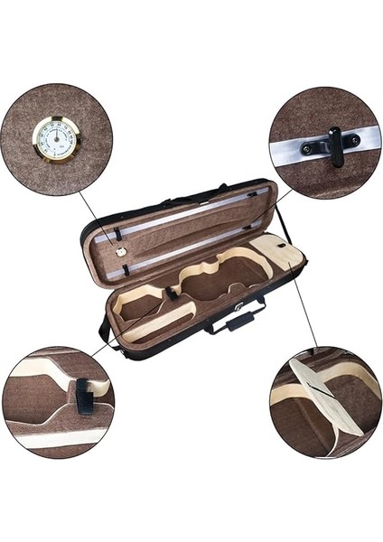 1/8 Boyutlu Akustik Keman Dikdörtgen Kılıf Taşınabil Keman Çantası Hafif Dahili Higro Müzik Cebi Omuz Askıları Siyah Siyah modelleri