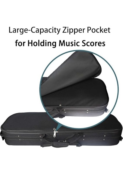 1/8 Boyutlu Akustik Keman Dikdörtgen Kılıf Taşınabil Keman Çantası Hafif Dahili Higro Müzik Cebi Omuz Askıları Siyah Siyah fırsatları