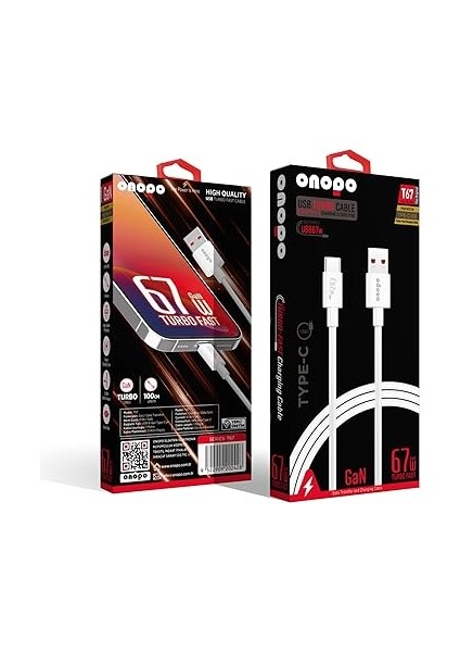 T67 Usb-A To Type-C 67W Turbo Şarj ve Data Kablosu – Hızlı Şarj, Veri Aktarımı, Dayanıklı Silikon Örgülü Tasarım, 1 Metre