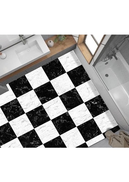 Yer Kaplama Zemin Kaplama Folyosu 65X130 cm Siyah Beyaz Kare Mermer fiyatları