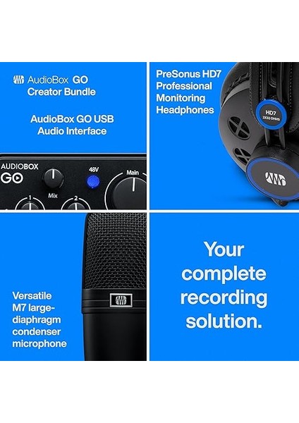 Audiobox Go Creator Bundle, Profesyonel Kayıt Seti (Ses Kartı, Kulaklık, Mikrofon ve Yazılım) fırsatları