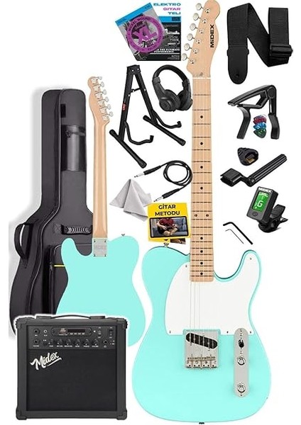 TLX-50GR-25AMP Tele Kasa Maple Klavye 2 Single-Coil 25W Amfili Elektro Gitar fiyatları