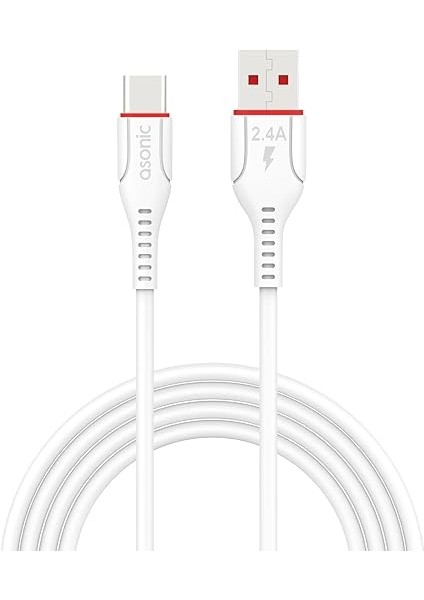 AS-X406 2A Type-C 1m Beyaz Data + 2.4A Hızlı Şarj Kablosu 1 Metre fiyatları