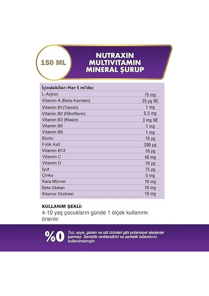Kids Multivitamin Mineral Şurup 150 ml – 17 Vitamin ve Mineral, L-Arjinin, Kara Mürver, Beta Glukan, Çocuklar Için Bağışıklık ve Gelişim Desteği fiyatları