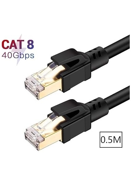 Tkz 1352 Cat8 0.5 Metre 40GBPS S/ftp 2000MHZ Yüksek Hızlı 26 Awg Kablo, S/ftp Esnek Korumalı Bükümlü Çift 25/40 Gb/sn RJ45 8P8C Altın Kaplama Cat8 Internet Kablosu (0.5 Metre Cat8 1352) fiyatları
