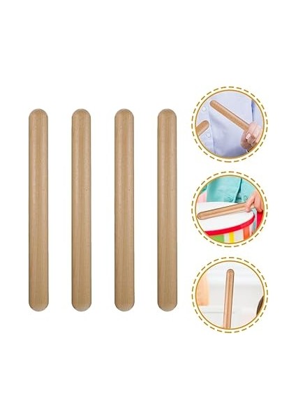 4'lü Ritim Çubukları Seti - Ahşap Claves Müzik Aleti Ev Veya Sınıf Için Mükemmel fiyatları