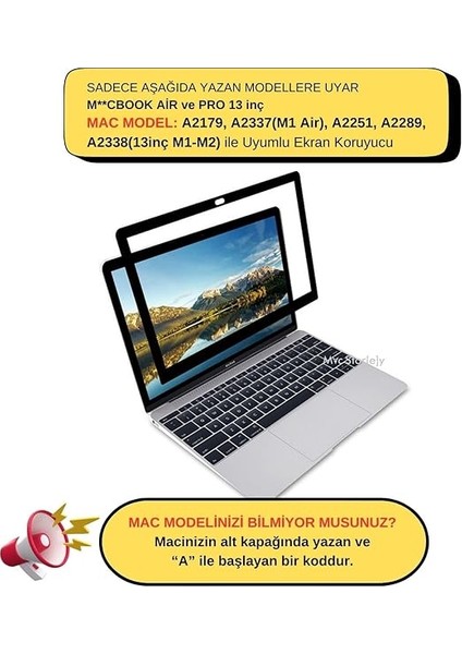 Macbook Air Pro 13 Inç M1-M2 Ekran Koruyucu Çerçeveli Anti Glare Mat Film A2251 A2289 A2338 A2179 A2337 ile Uyumlu Çizilmez Yansıma Önleyici fiyatları