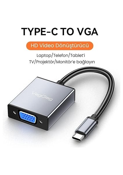 Type-C To VGA 1080P 60Hz Çevirici Dönüştürücü Kablo Adaptör fiyatları