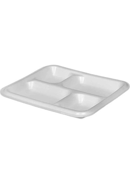 Tek Kullanımlık Köpük 4 Bölmeli Tabldot Köpük Tabak - 26.5X30 Cm. - 10 Adetlik 3 Paket fırsatları