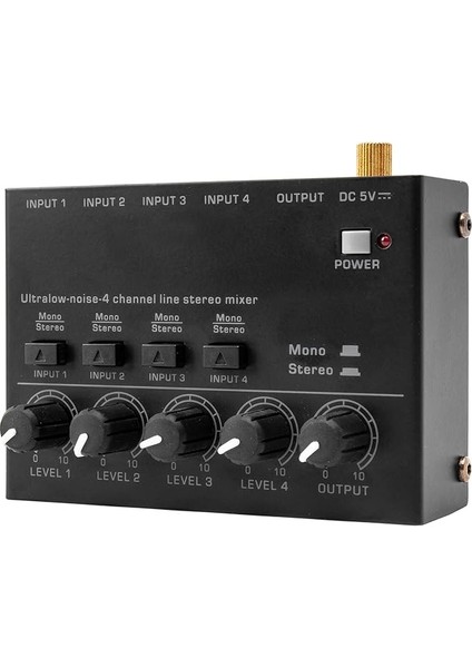 Ultra Düşük Gürültü 4 Kanal Line Stereo Mikser 4 Giriş 1 Çıkış Dc 5V Taşınabilir Mini Ses Mikseri Mikrofon Gitar Bas Klavye Mikserleri Club Bar Sahne Stüdyosu Için