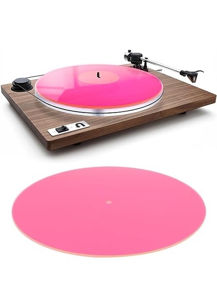 Pikap Mat Plak Tabağı Slipmat Düşük Gürültü Akrilik Plak Çalar Tabağı Kayma Paspasları 12 Inç Plak Çalar Için (Şeffaf Pembe)