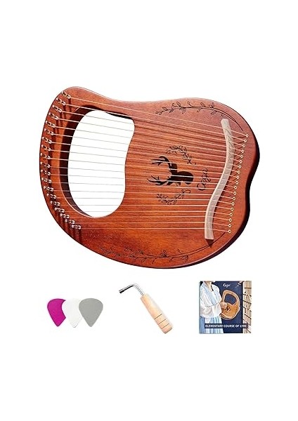 19-String Ahşap Lir Arp Rezonans Kutusu Akort Anahtarlı Yaylı Enstrüman 3 Adet Seçtikleri Sticker Ekstra Dize Seti modelleri