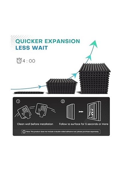 52 Paket Akustik Köpük Panel, 1 x 12 x 12 Inç, Geçirmez Köpük Paneller, Emici Akustik Paneller, Siyah ve Gri Renkte fırsatları
