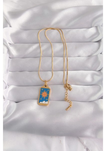 316L Çelik Gold Renk Mi Mineli Güneş Model Tarot Kolye fiyatları
