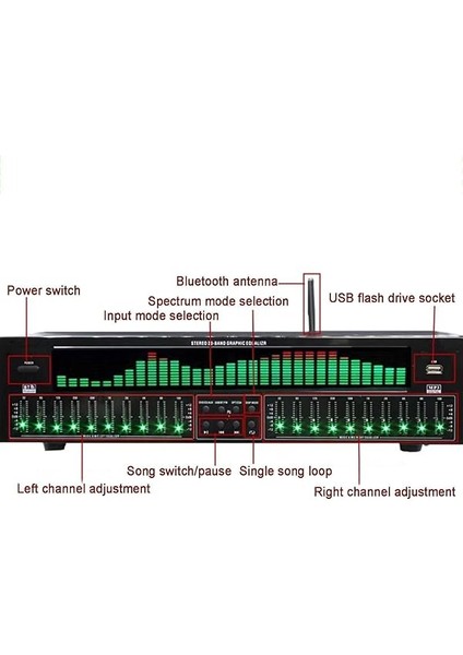 Bant Dijital Ekolayzer, Dijital Ses Stereo Grafik Ekolayzır, LED Müzik Spektrum Analizörü, Gürültü Azaltma Fonksiyonu, 12 Ritim Modu, Kayıt Odaları Için Uygun fırsatları