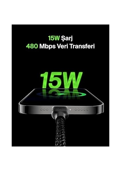 Boost Şarj Örgülü Usb-C Kablosu 3 M, Siyah fiyatları