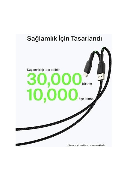 Boost Şarj Örgülü Usb-C Kablosu 3 M, Siyah indirimleri