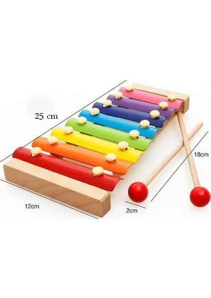 Ahşap Ksilofon 8 Nota 8 Ton 8 Tuşlu Sesli Selefon Oyuncak 25X13 cm modelleri