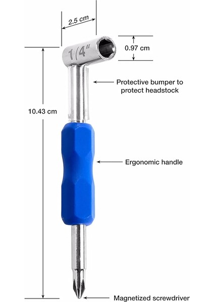 MN231 Premium Truss Rod Wrench - 1/4 Inç Taylor Gitarları, Plus Manyetik Tornavida modelleri