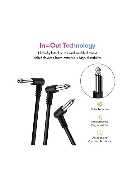 15 cm Gitar Yama Kablosu, Elektro Gitar Bas Gitar Klavye Pedalı Efektleri Amplifikatör Için Güvenli Bağlantı (Black) fırsatları