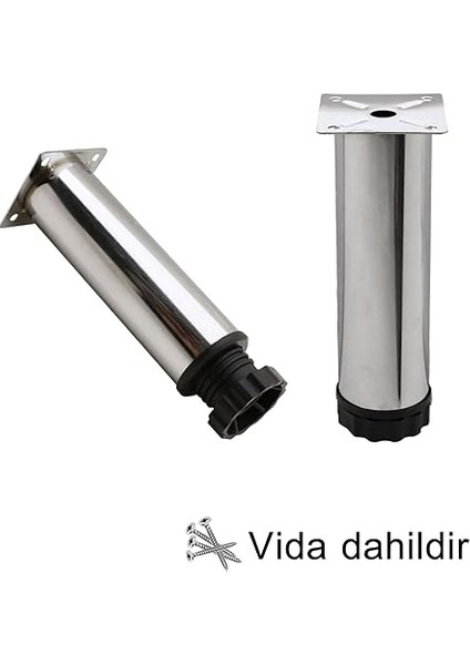 4 Adet Metal Ayarlanabilir 12 cm Krom Destek Ayağı Mobilya Kanepe Baza Koltuk Dolap Sehpa Tv Ünitesi Yükseltici Ayak fırsatları