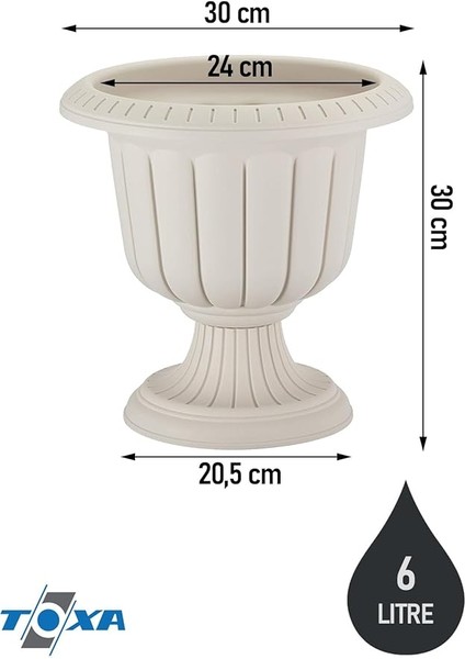 6 Litre Ayaklı Deliksiz Plastik Nergis Saksı 30CM Beyaz fiyatları