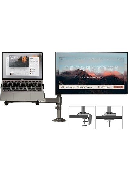 North Bayou H180-FP Çift Kol Amortisörlü 17"-27" Monitör Tutucu ve 10"-17" Laptop Standı fırsatları