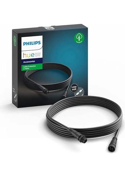 Hue Düşük Voltajlı Uzatma Kablosu, Tüm Hue Düşük Voltajlı Dış Mekan Lambaları Için, 5 M, Siyah