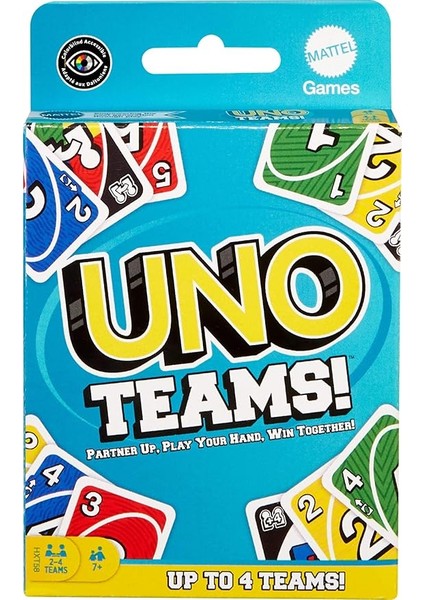 Games Uno Teams™ Kartlar Aile ve Arkadaşlarla Bir Araya Gelinen Akşamlara, Seyahatlere, Kamplara ve Partilere Yönelik Uno Teams Kart Oyunu HXT58
