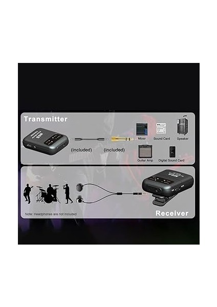 2.4ghz Kablosuz Kulaklık Monitör Iletim Sistemi Şarj Edilebilir Verici ve Alıcı Mono/stereo Anahtarı Kayıpsız Dijital Iletim Ses Kalitesi Düşük Gecikme Stüdyo Bant Provaları Canlı fiyatları