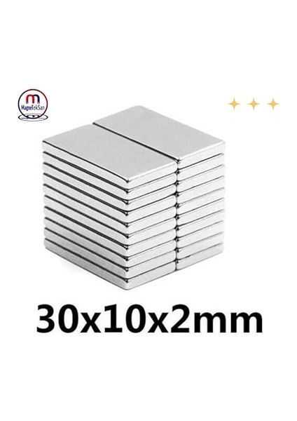 Magneteksan Güçlü Neodyum Blok Mıknatıs - 30X10X2 mm (10'lu) modelleri