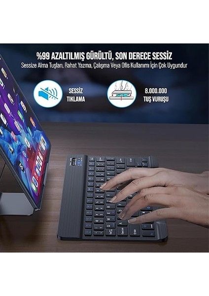 Windows/android/ıos Sistemi Için Kablosuz Bluetooth Uyumlu Klavye Fare Seti Mini Ultra Ince Şarj Edilebilir Türkçe (Siyah) fiyatları