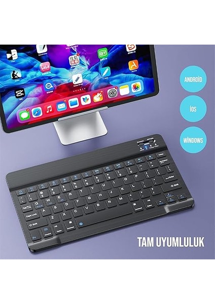 Windows/android/ıos Sistemi Için Kablosuz Bluetooth Uyumlu Klavye Fare Seti Mini Ultra Ince Şarj Edilebilir Türkçe (Siyah) modelleri