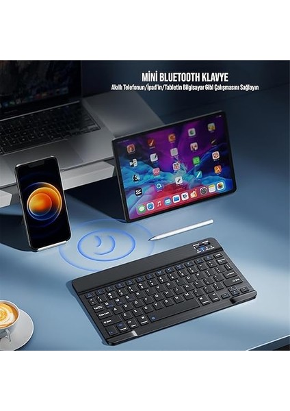 Windows/android/ıos Sistemi Için Kablosuz Bluetooth Uyumlu Klavye Fare Seti Mini Ultra Ince Şarj Edilebilir Türkçe (Siyah) indirimleri