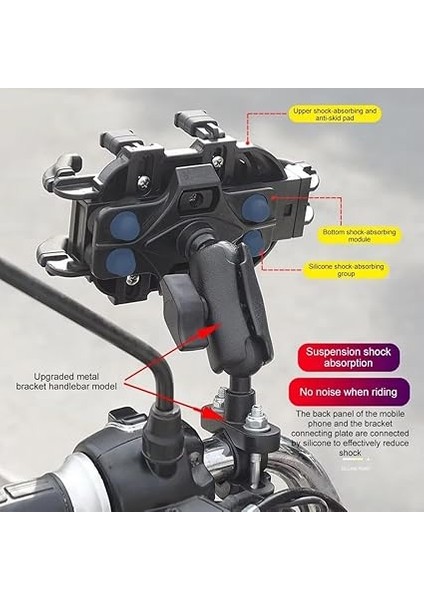 GA12 Motosiklet Bisiklet Telefon Tutucu Ister Ayna Ister Gidon Tuttur Ikisi Bir Arada Şok Emici Damperli fiyatları