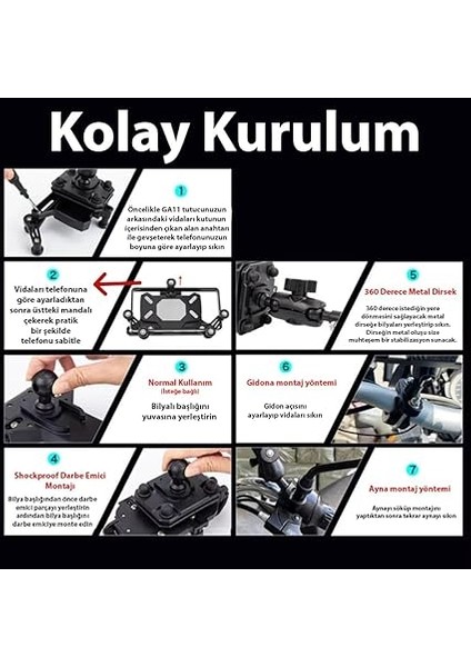 GA12 Motosiklet Bisiklet Telefon Tutucu Ister Ayna Ister Gidon Tuttur Ikisi Bir Arada Şok Emici Damperli fırsatları