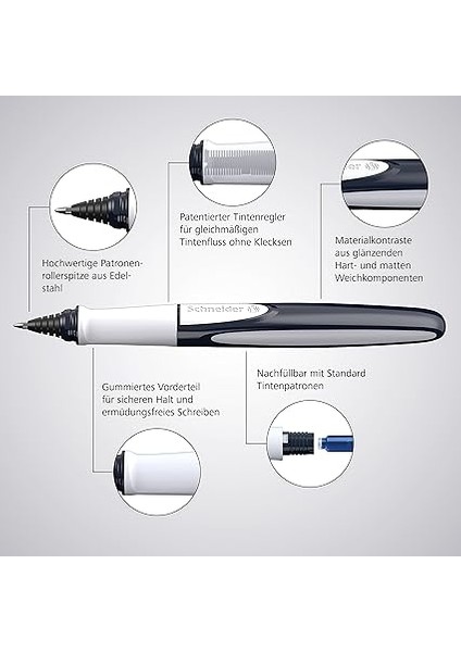 187849 Ray Roller Kalem (Standart Mürekkep Kartuşlarıyla Doldurulabilir, Sağ ve Sol Elini Kullananlar Için Uygundur) Beyaz/koyu Gri fırsatları