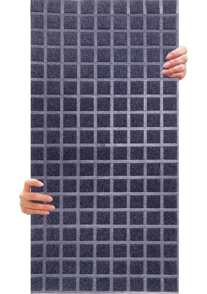 Kendinden Yapışkanlı Akustik Ses Yalıtımı, Duvar Ses Yalıtım Paneli, Ses Emici Keçe Panel, Dekoratif Kare Desenli Keçe Panel 45X90 cm / 2 Adet / 0,81 M² Lacivert