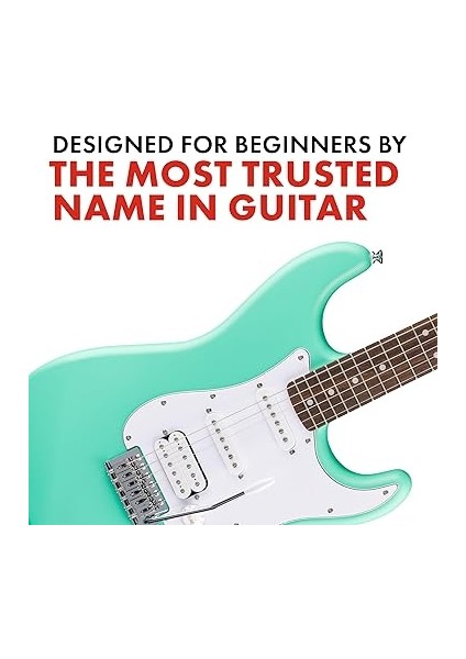 By Fender Debut Collection Hss Stratocaster Elektro Gitar, Laurel Klavye, Beyaz Vuruş Tahtası, Deniz Köpüğü Yeşili fırsatları
