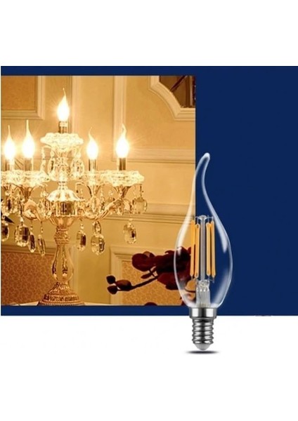 10 Adet Kıvrık Buji Ampul 4W Şeffaf Filament Rustik LED Ampul – E14 Duy, 3200K Günışığı Işık - Cata - Avize Ampulü fiyatları