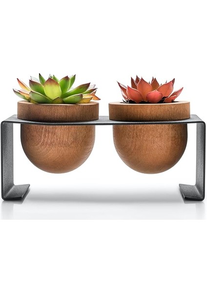 Siyah Metal Stantlı 2’li Skulent Saksısı – Siyah Metal Stant ve Meşe Saksılar, Modern Tasarım, Dekoratif Çiçek Saksılığı, Skulent ve Kaktüs Için Şık Saksı, Ev ve Ofis Dekoru modelleri