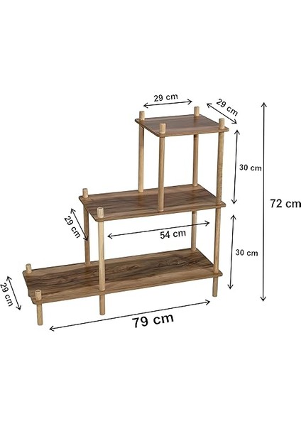 Katlı Ahşap Çiçeklik Rafı, Dekoratif Saksı Standı, Çiçeklik, Çiçek Sehpası, Çiçek Rafı, 79X72X29 Cm, Çok Amaçlı Bitki Organizatörü, Asude Home, No1 modelleri