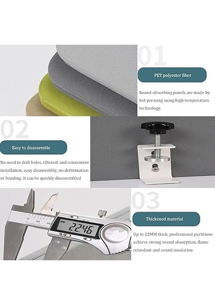 Altında - Ofis Kabinleri, Öğrenciler, Iş Istasyonları Için Akustik Ses Emici Paneller - Yeşil Renk, 100 x 40 Cm, 3'lü Set modelleri