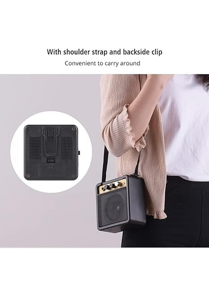 Mini Gitar Amplifikatör Amp Hoparlör 1W, 6.35MM Girişli 1/4 Inç Çıkışı, Ses Tonu Ayarı Overdrive'ı Destekler indirimleri