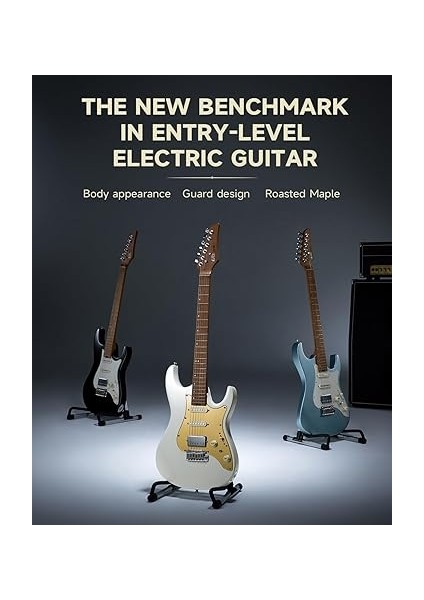 39 Inç Elektro Gitar, DST-550 Elektro Gitar, Sağlam Çift Kesim Kavak Gövdeli, Ileri Seviyedekiler ve Profesyonel Oyuncular Için, 7 Ses Açma Seçeneği ve Tremolo Köprüsü, Bonus Çanta, Buz Mavisi fiyatları