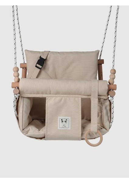 Kids Bebek Salıncağı Iç Mekan Dış Mekan Küçük Çocuk Salıncak Emniyet Kemerli Ahşap Bebek Asılı Salıncak (Bej