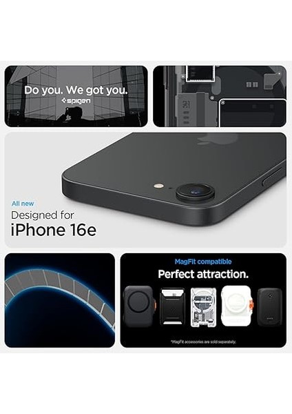 iPhone 16E ile Uyumlu Ince Magsafe Kılıf Ultra Hybrid Sararma Karşıtı Duraclear Hava Kanalı Teknolojisi Askeri Sınıf Koruma Magfit Zero One Black Tasarım Kapak - ACS09141 fiyatları